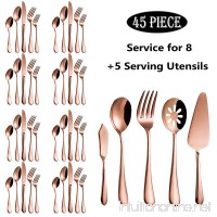 Flatware Set  Magicpro Modern Royal 45-Pieces rose gold Stainless Steel Flatware for Wedding Festival Christmas Party  Service For 8 - B07FDF4G13